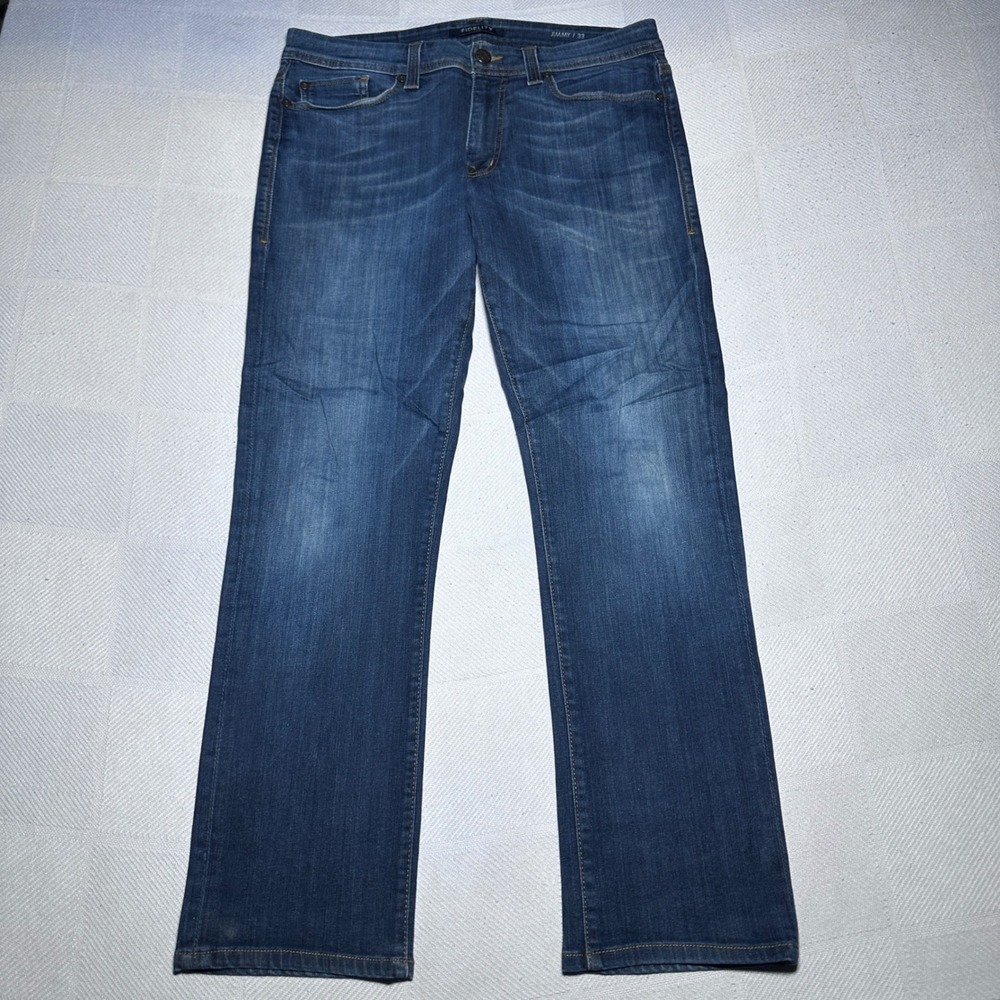 Fidelity Denim Jimmy Jeans Mens 33x30 Slim Straight Clampdown Dark Wash Blue